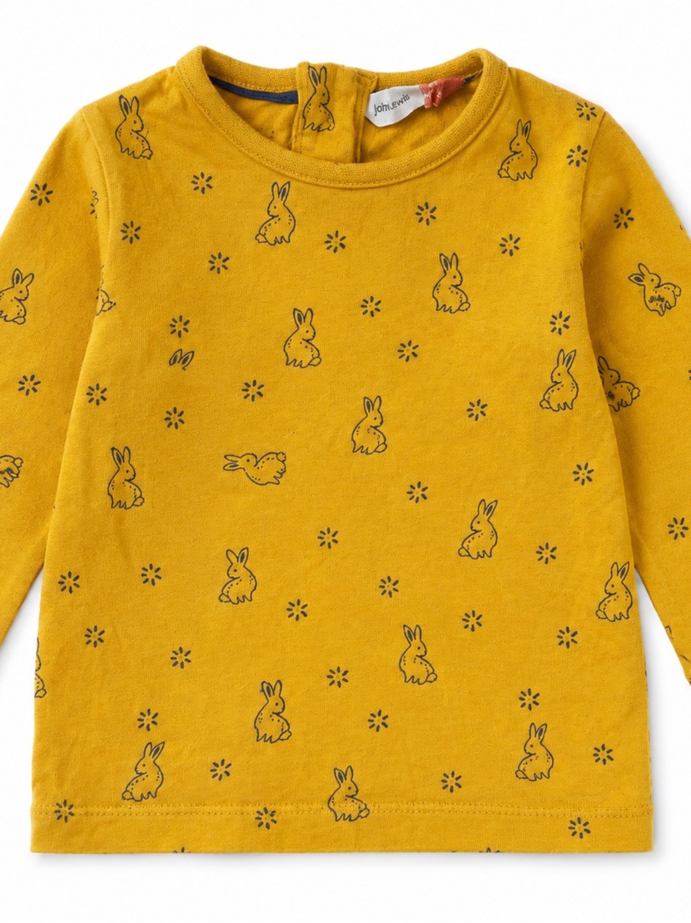 Mustard Bunny Print Long-Sleeve Tee for Kids
